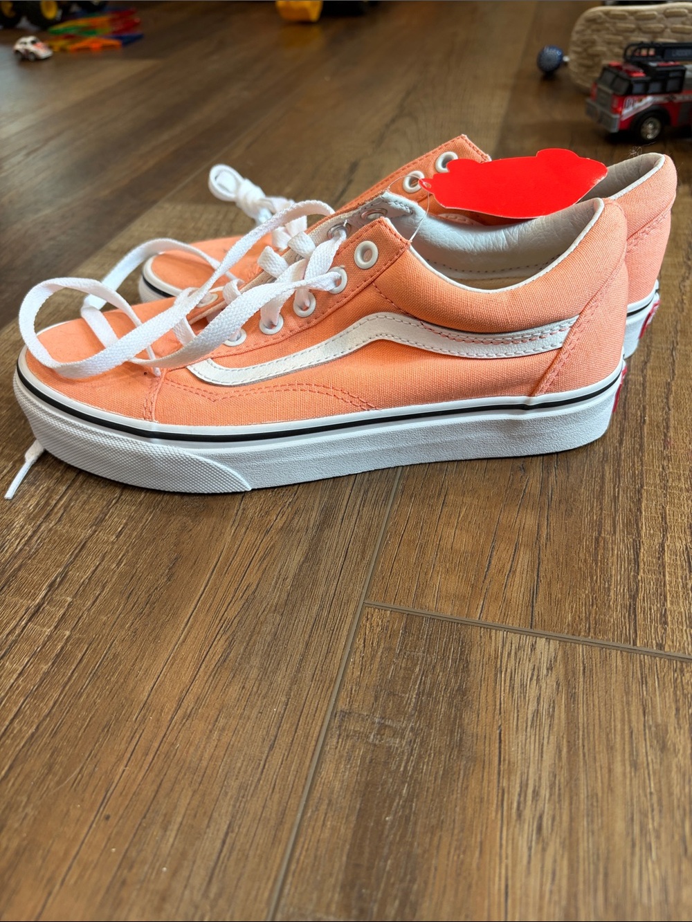Vans Women's Coral Canvas Sneakers with White Stripe